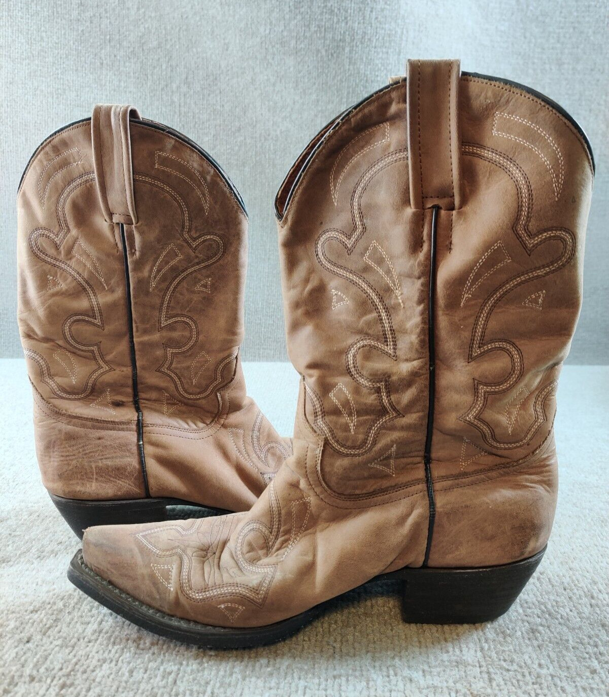 Eight Second Angel Women 8.5 Brown Leather Snip Toe Western Boot Pink Embroidery