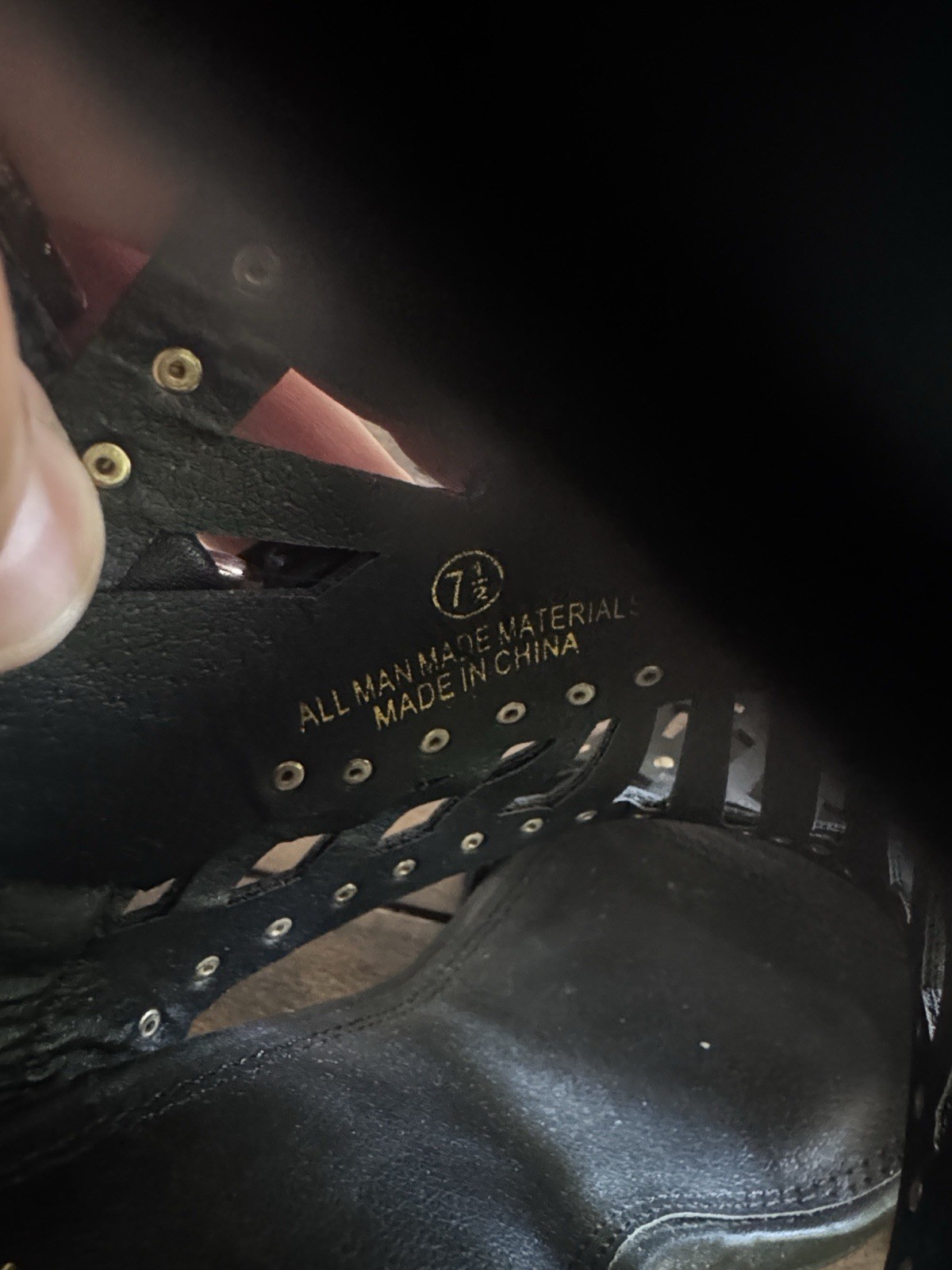 Liliana Women’s Black Faux Leather Studded Strappy Open Toe Heels 7.5