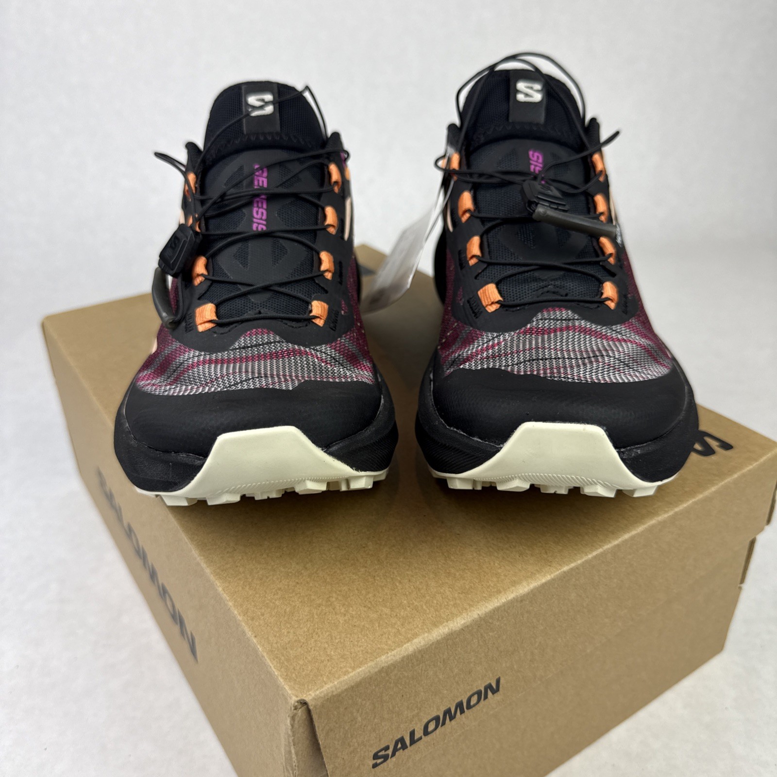 Salomon Trail Running Shoes Women Genesis Size 7 EU 38 2/3 Black Peach Pink NWT