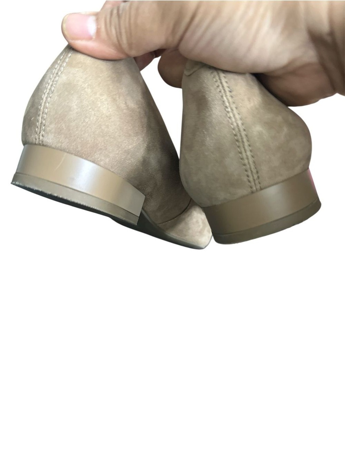 GEOX Pointed Toe Beige Brown Suede Leather Ballet Flats Accent Minimalist 38