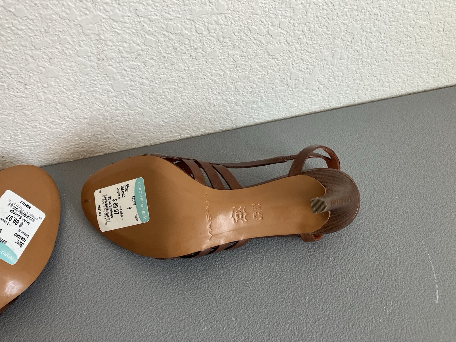 Via Spiga Leather Strappy Heeled Sandals Brown Cognac Womens 9M Italy
