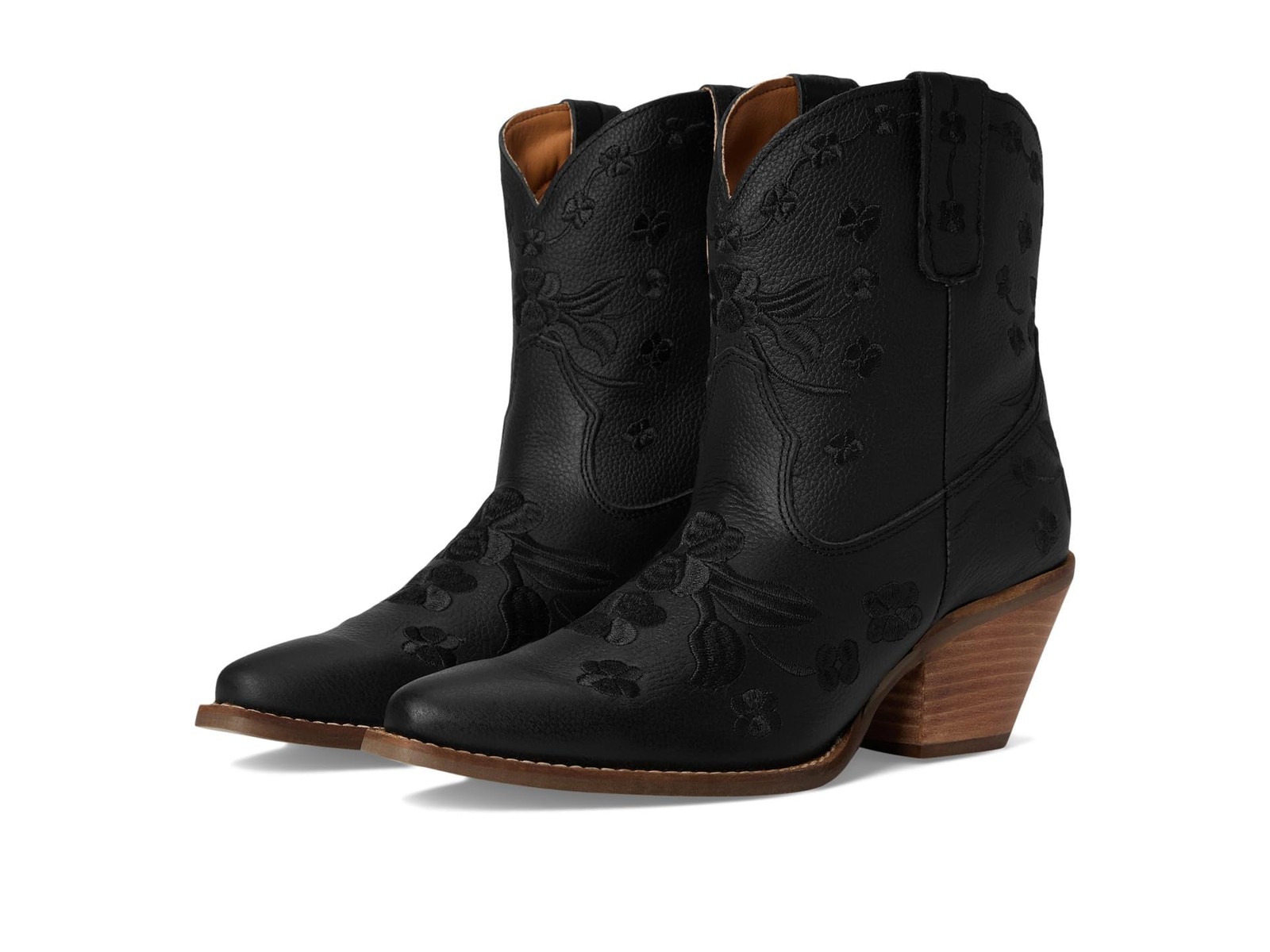 Womens Sweetheart Floral Embroidered Snip Toe Casual Boots Ankle Mid Heel 2-3…