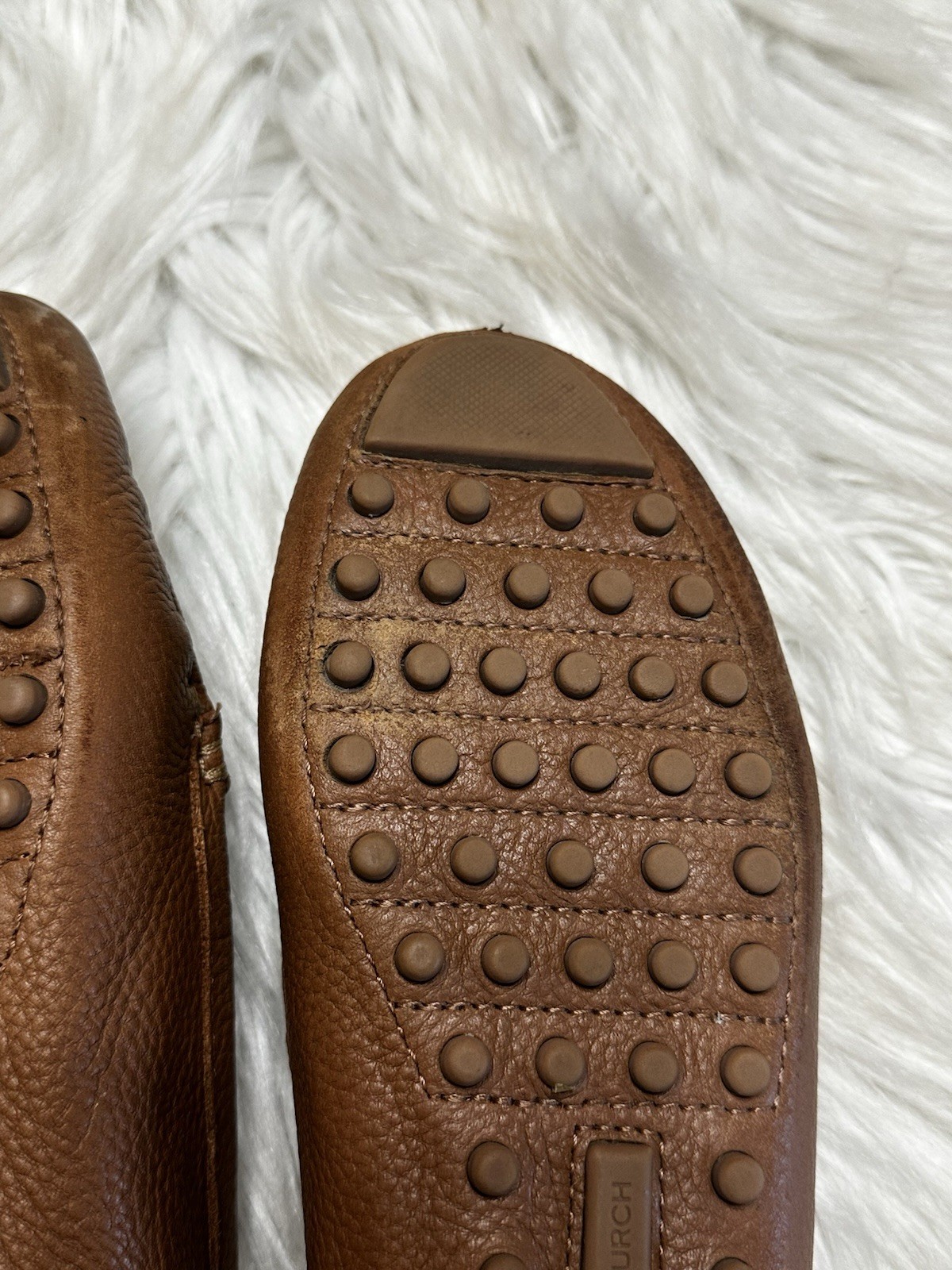 Tory Burch Everly Driver Tumbled Leather Brown Moon Size 7 M See Photos Logo