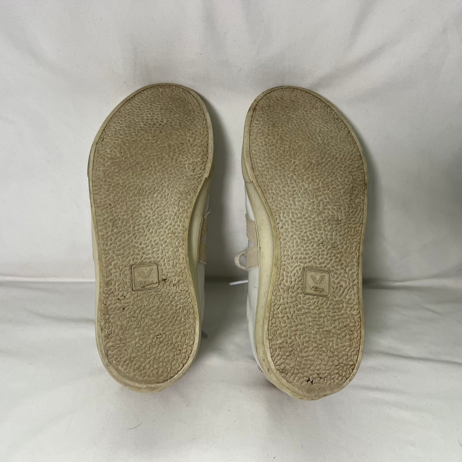 Veja Esplar Leather Low Top Sneakers White Pierre Suede Logo Womens 7 38