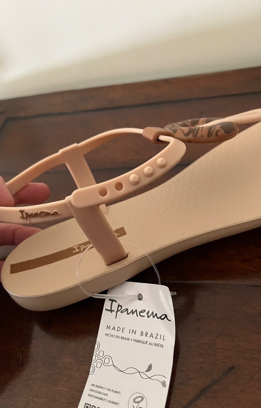Ipanema Brazil Womens Class Marble Sandal Taupe Brown Size US 6 EU 37 Vegan