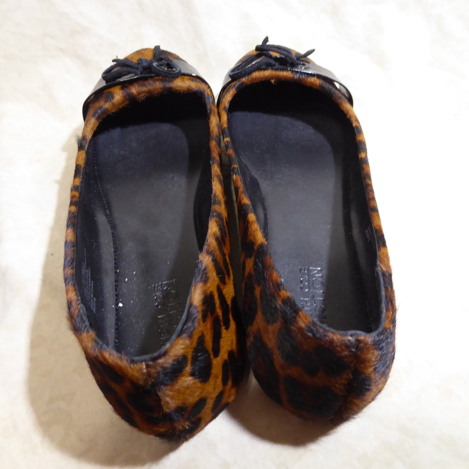 🥿 Kenneth Cole Reaction Ballet Flats sz 9.5 M Leopard Calf Hair; Bow Straps