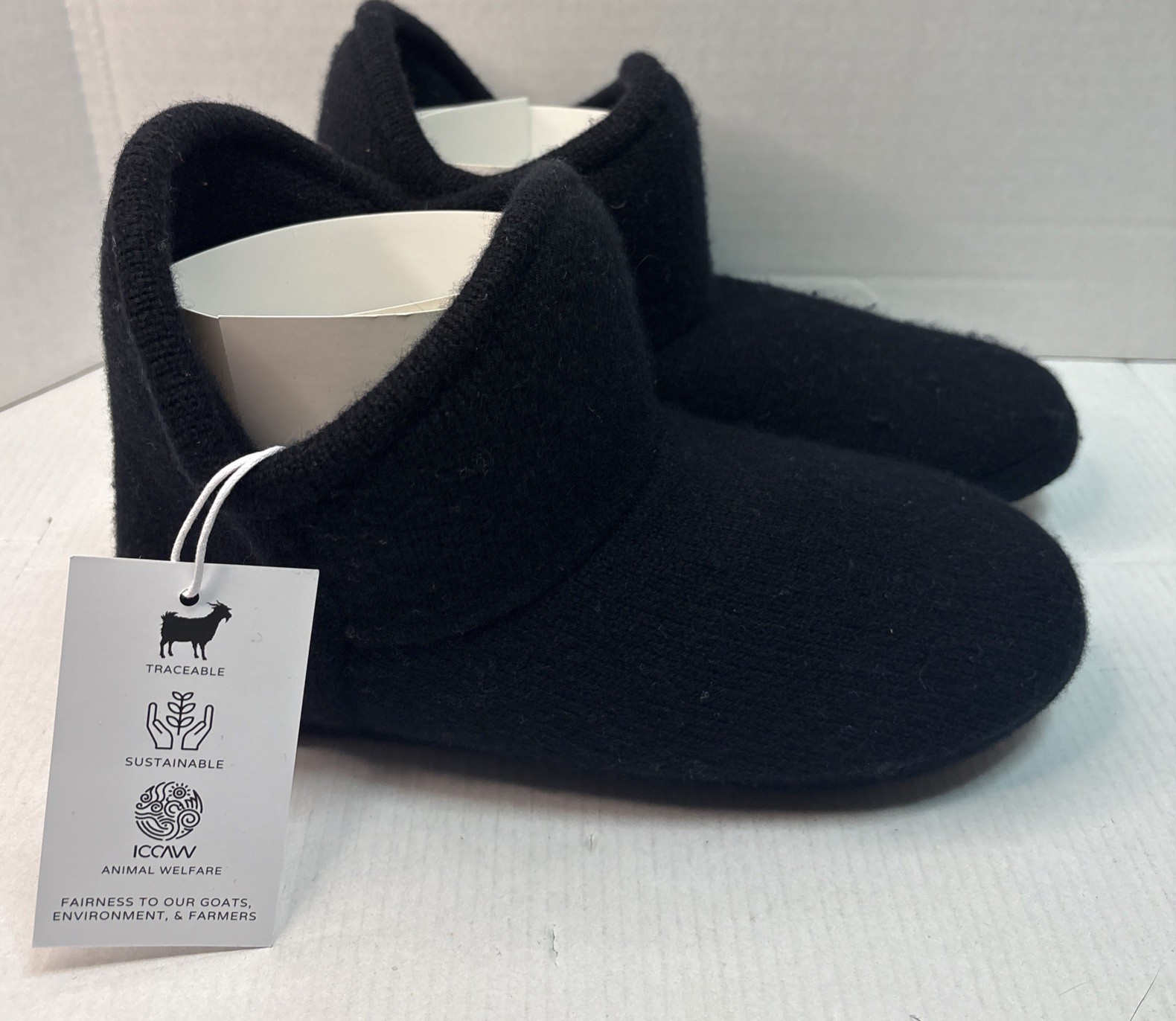 NEW Naked Cashmere Black Bootie Slippers Womens Size Medium w Bag NakedCashmere