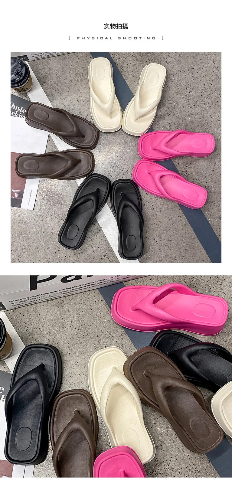 Summer Women Flip Flops Casual Solid Color Comfortable Non-slip Lightweight Indo