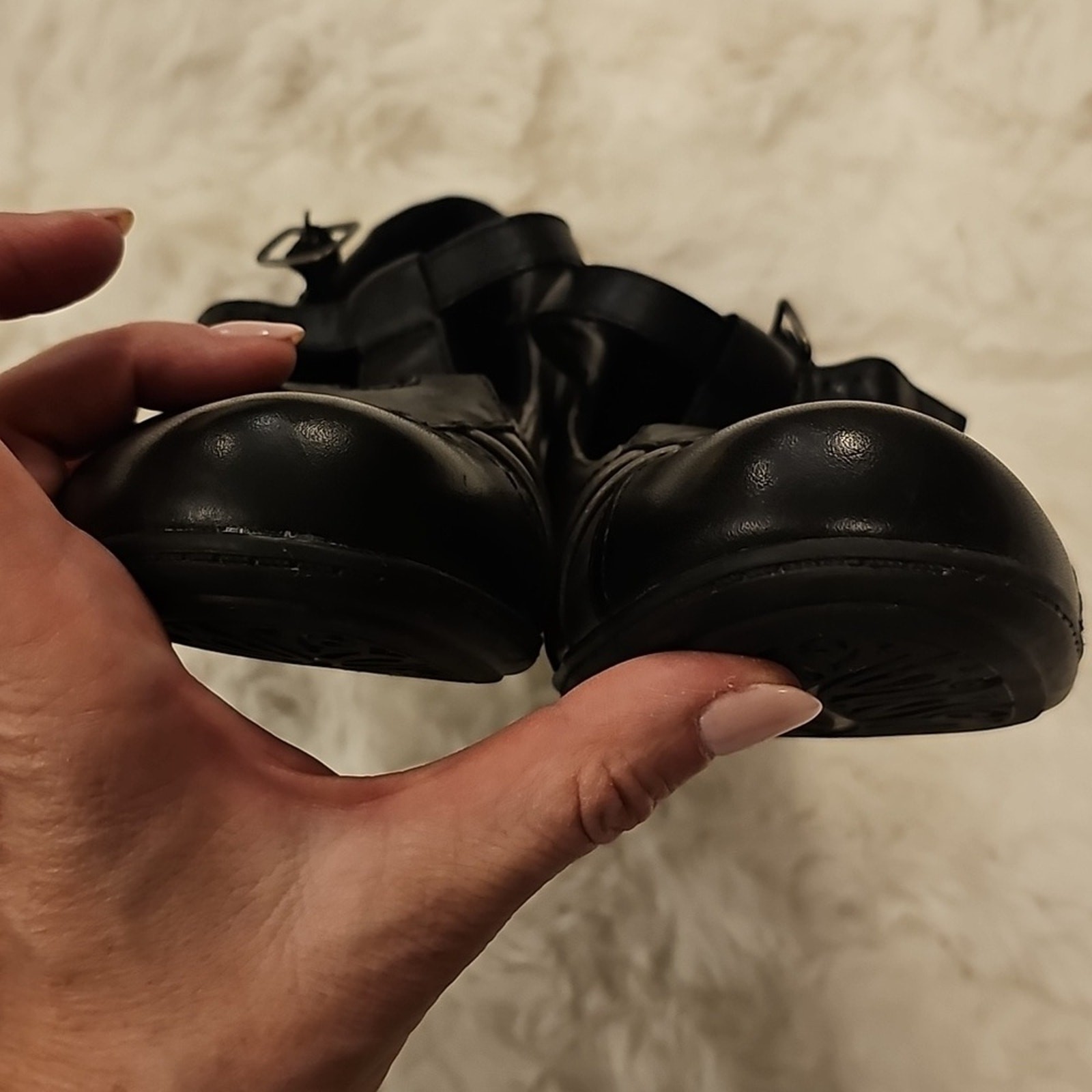 Earth Black Gray Leather Wanderlust Pumps Mary Janes Womens 9B VGUC