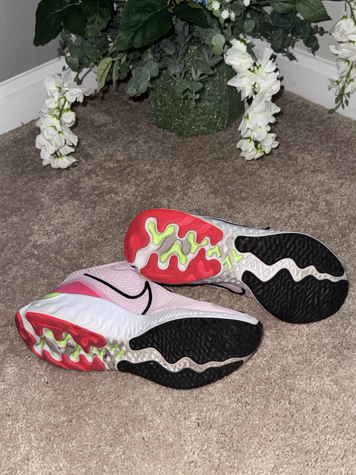 Nike Renew Run Size 5.5 “Light Pink Neon Green White Black” CW5637-600