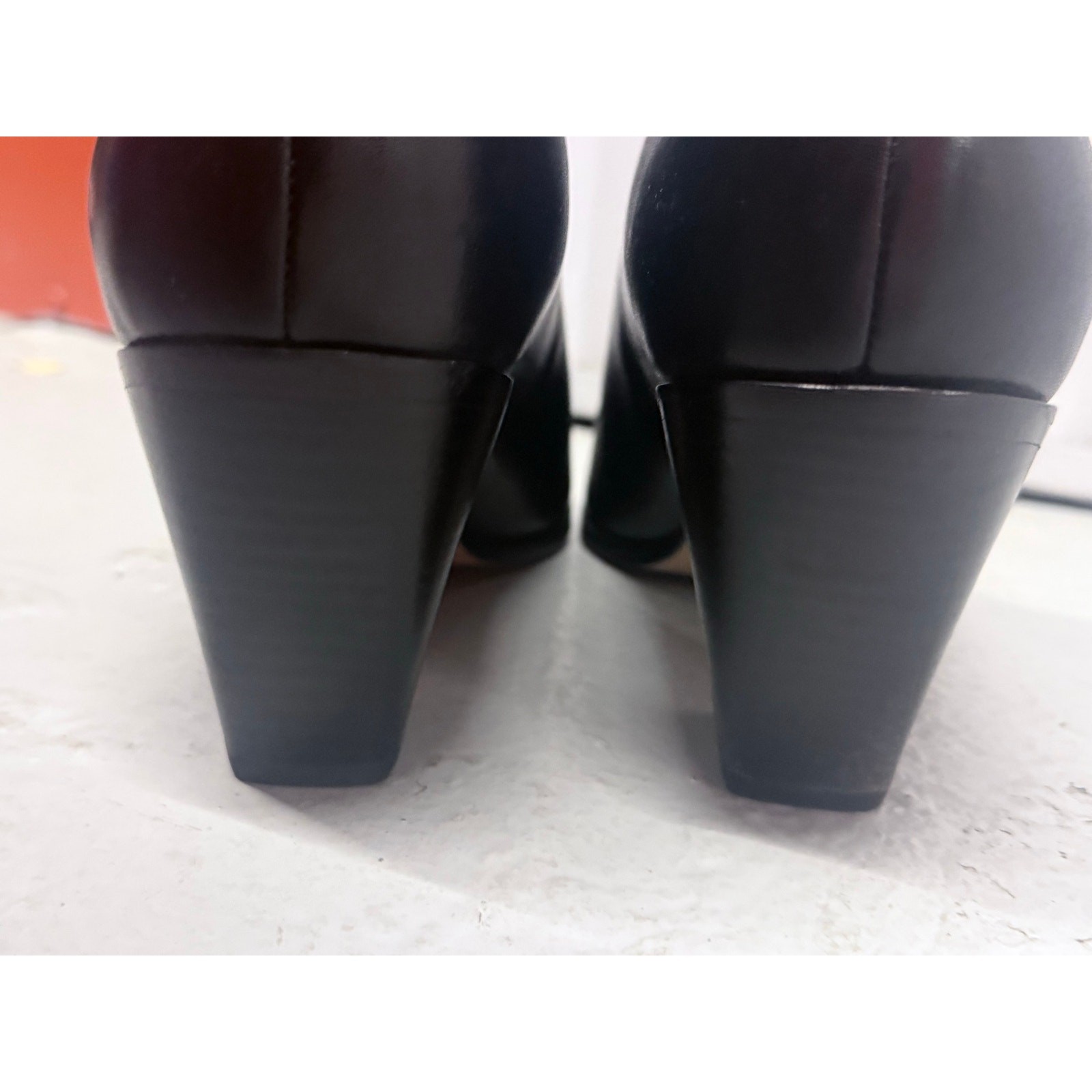 PAIGE 100% leather black moto Lia silver zipper heels short bootie boots sz 10.5