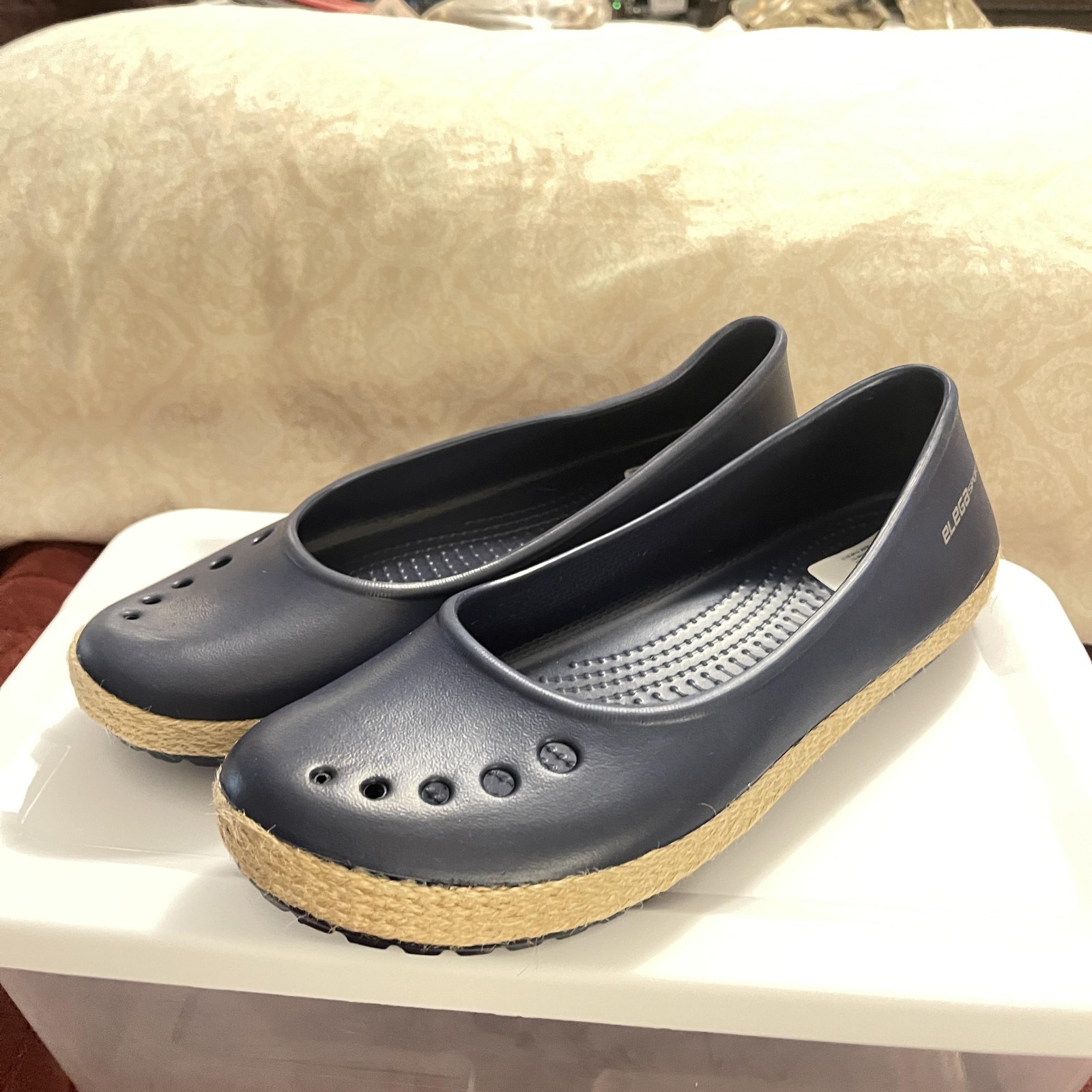 ELEGA SPORT Shoes Womens Size 8 Navy Blue Flats Espadrille Jelly EVA SV-014