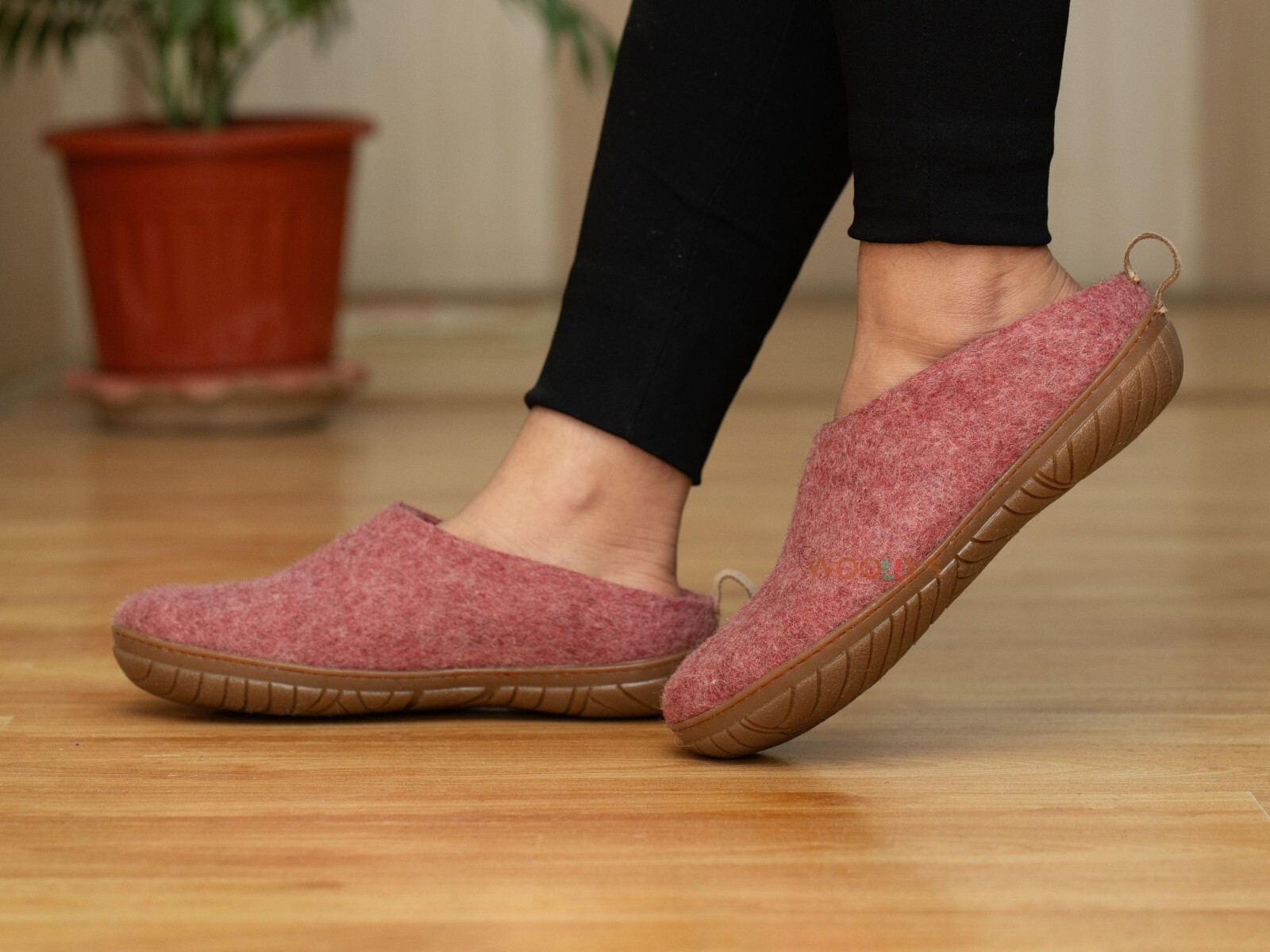 Cherry Pink Outdoor Open Heel Slippers with Rubber Sole – Comfortable & handmade