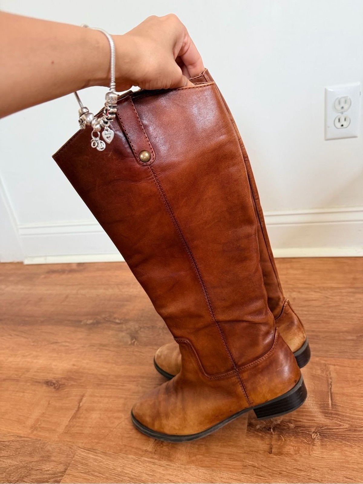 I.N.C. International Concepts Fawne Leather Tall Riding Boots Cognac Brown