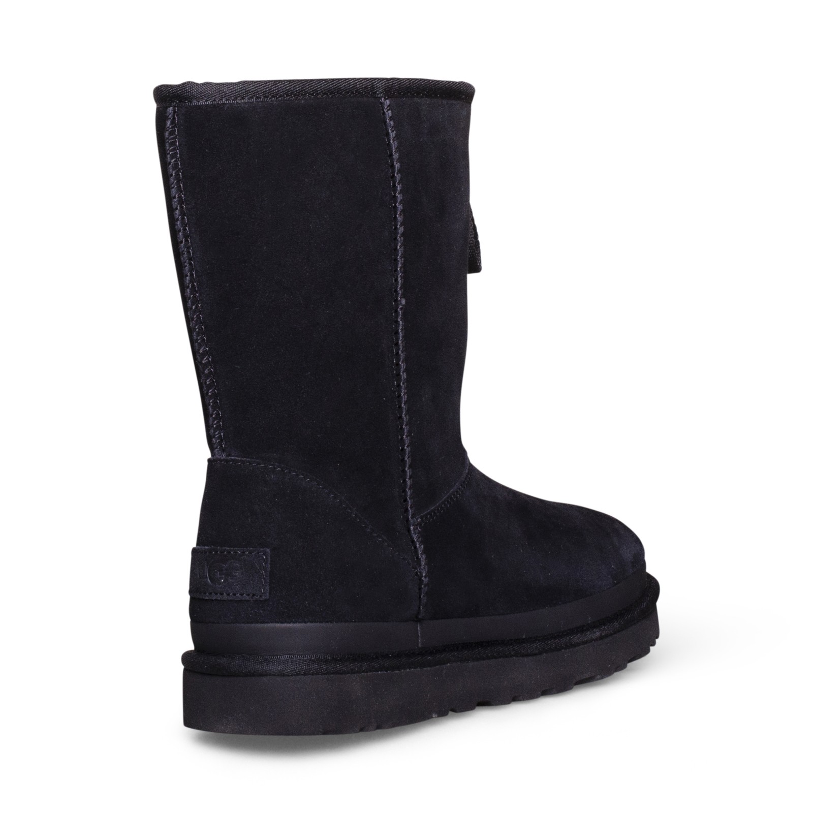 UGG CLASSIC SHORT ZIPPER TAPE LOGO BLACK SUEDE WOMEN’S BOOTS SIZE US 10/UK 8 NEW