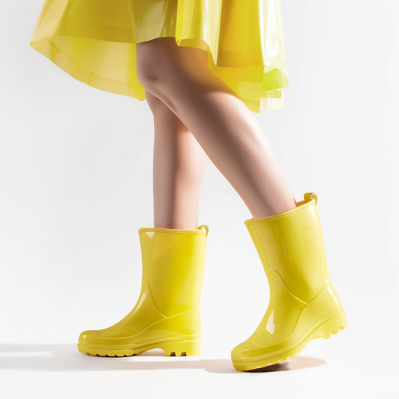 HISEA Women Waterproof Rain Boots Glossy Mid-Calf Wellies Non-Slip Garden Shoes
