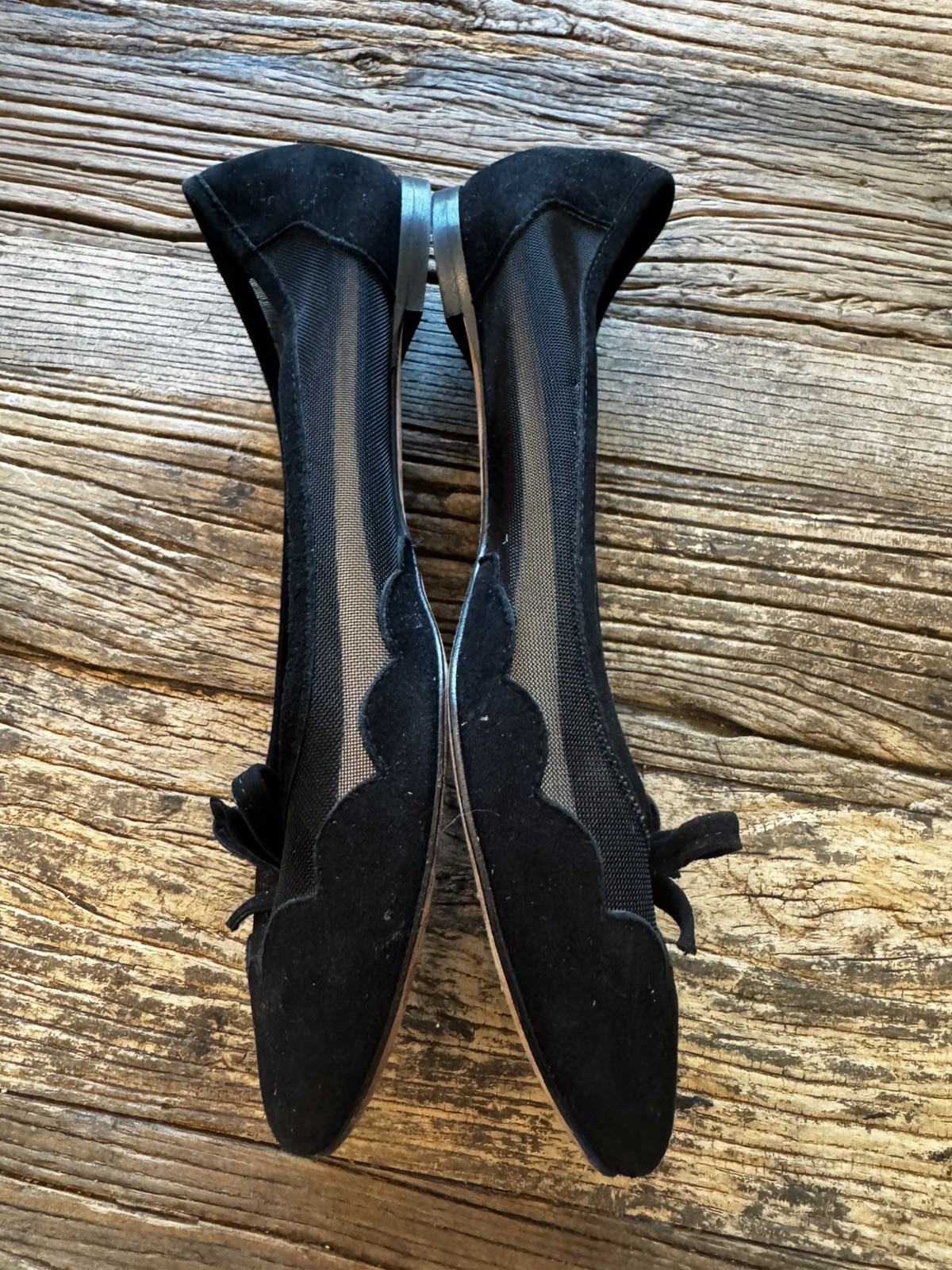 NAVYBOOT Luxury Leather Ballet Flats Shoes Black Bow Mesh Switzerland 39 U$ 8