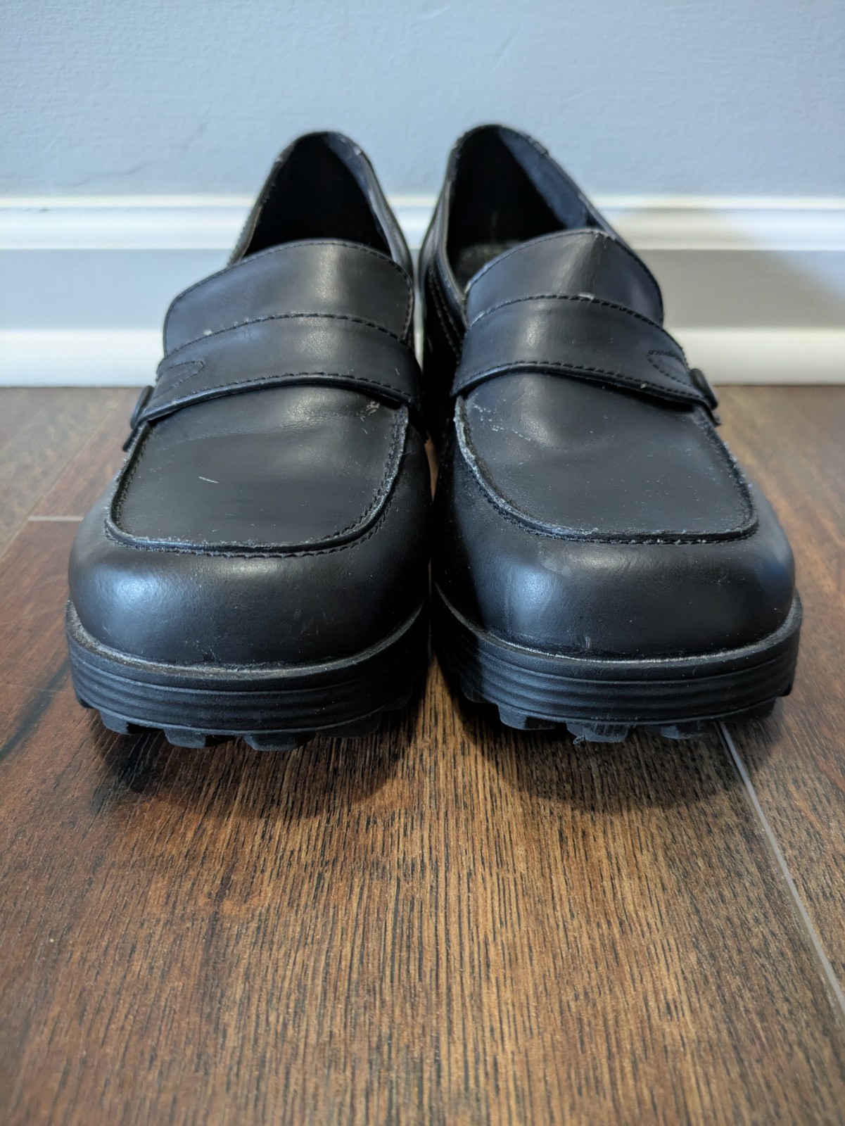 Vintage Unionbay Bettie Platform Loafers Chunky Black Size 6M 90s Y2K Academia