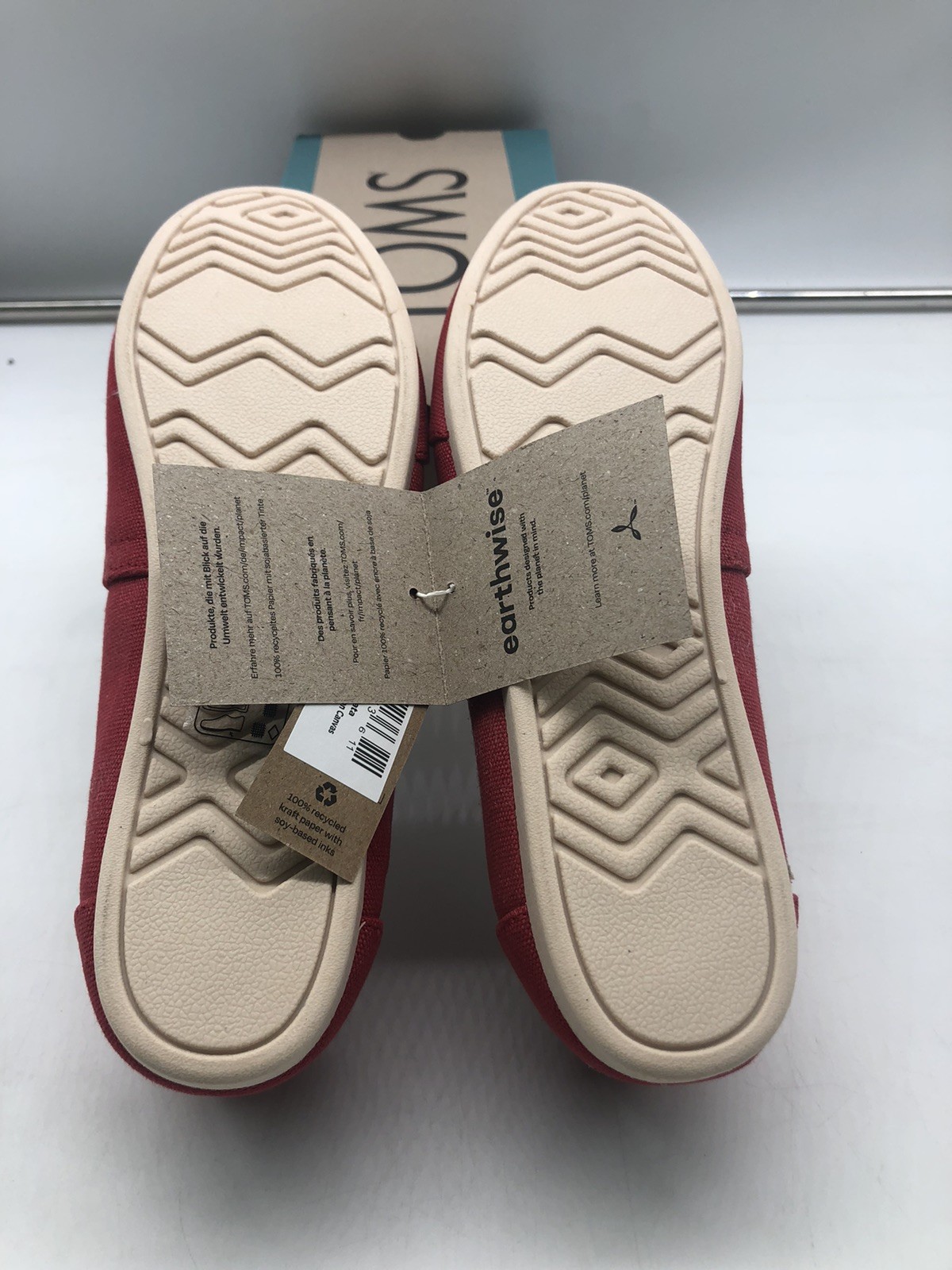 TOMS Women’s Alpargata Loafer Flat Red Recycled Cotton Canvas Size 9.5 New *