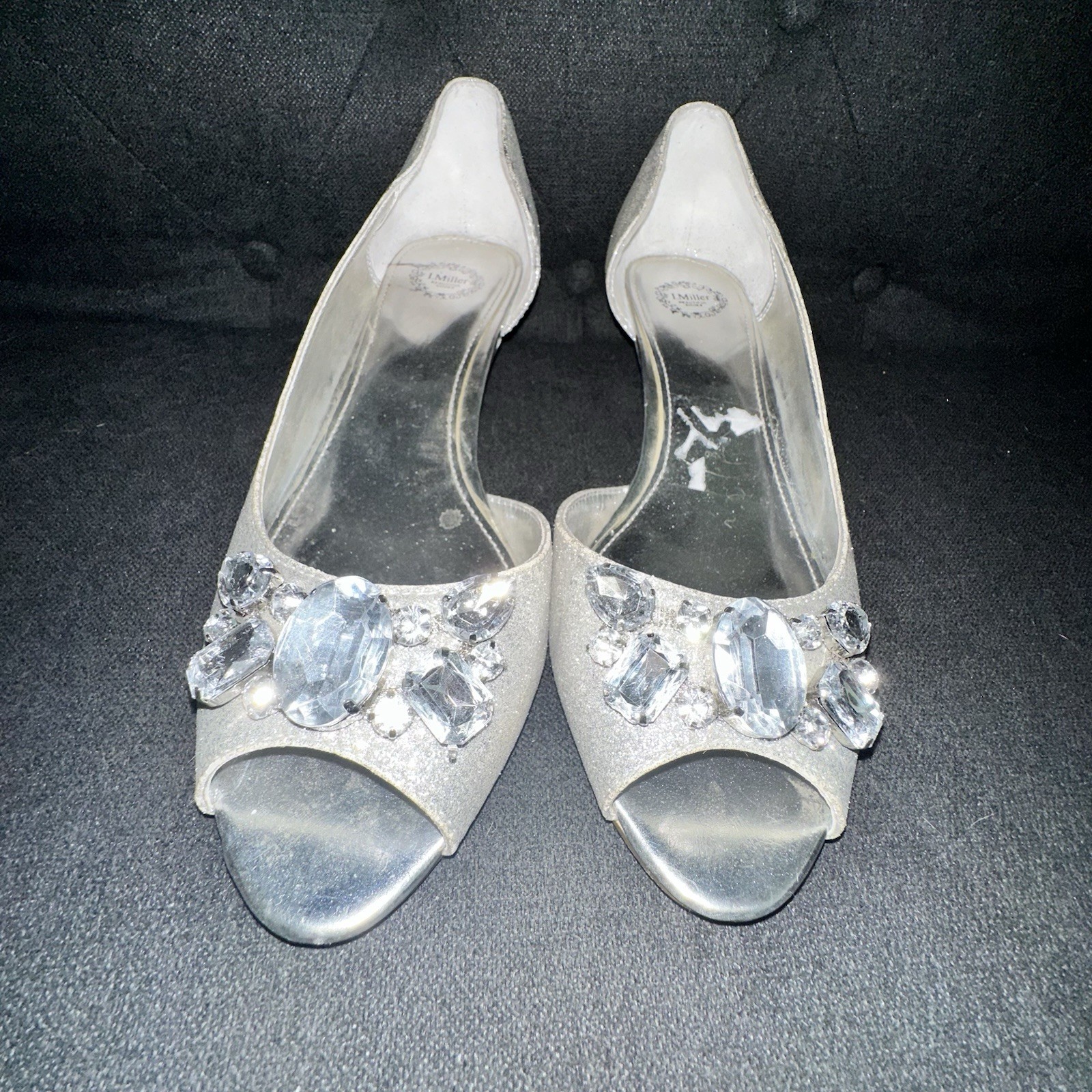 I. Miller Silver Color Glitter Sparkle Low Heels Ladies Size 10M Party Wedding