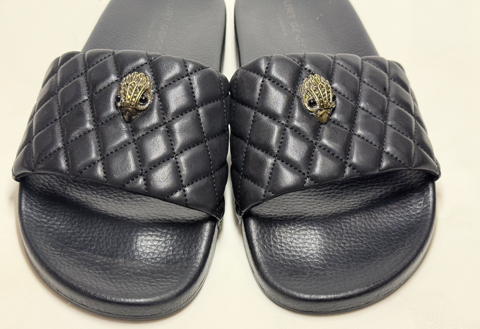 Kurt Geiger London Meena Eagle quilted Black slides Size AU 9 EU 40