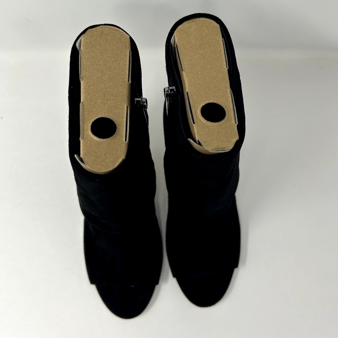 Vince Camuto Womens Camesha Suede Peep Toe Booties Shoes Black 7.5 Medium (B,M)