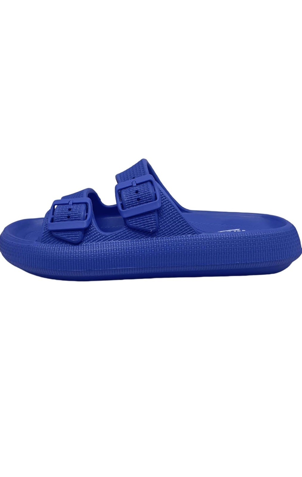 Blue Pillow Slides for Women and Men, Adjustable Double Buckle Slides