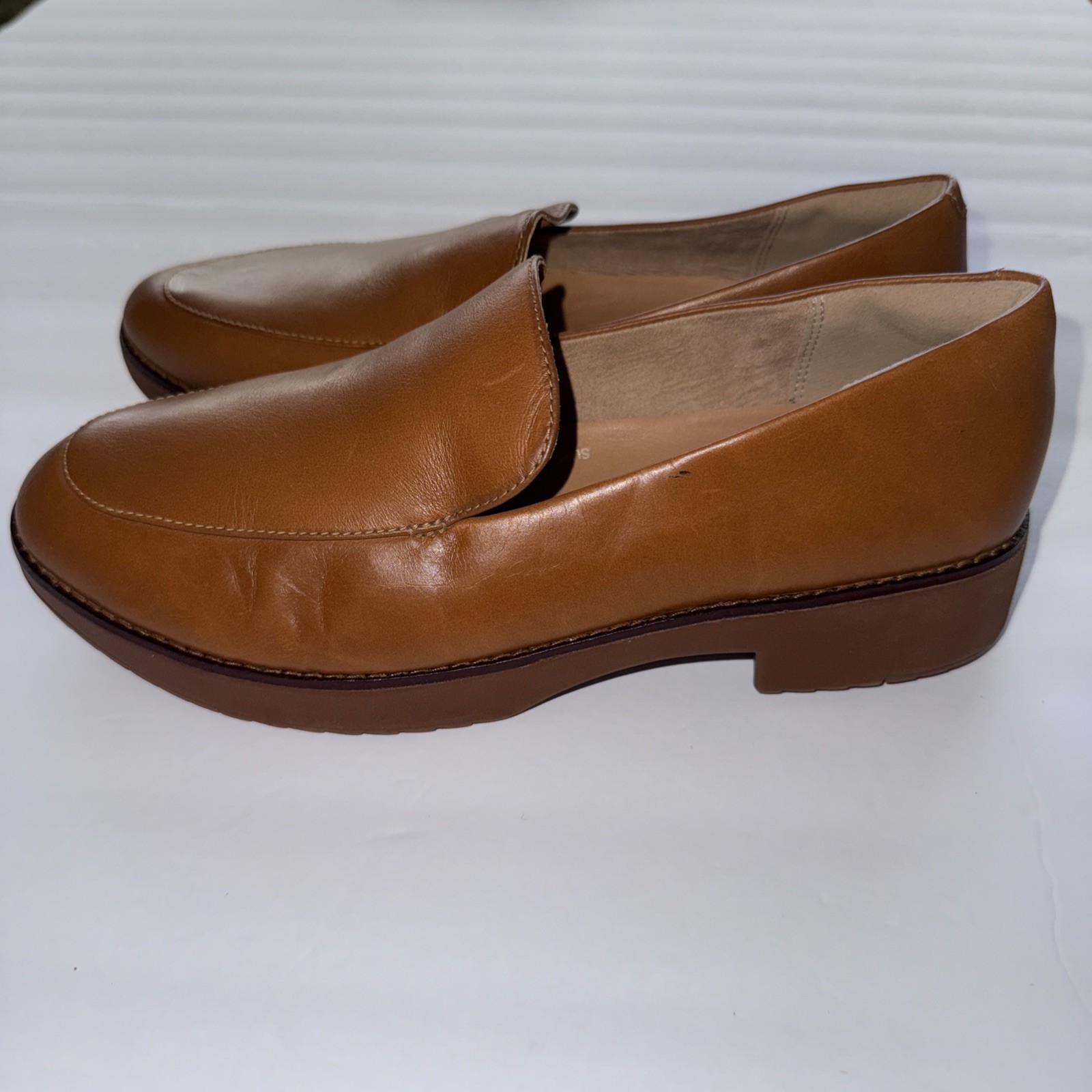 Fiftlop Women’s Brown Size 8 Leather Slipons Shoes Made In Indonesia