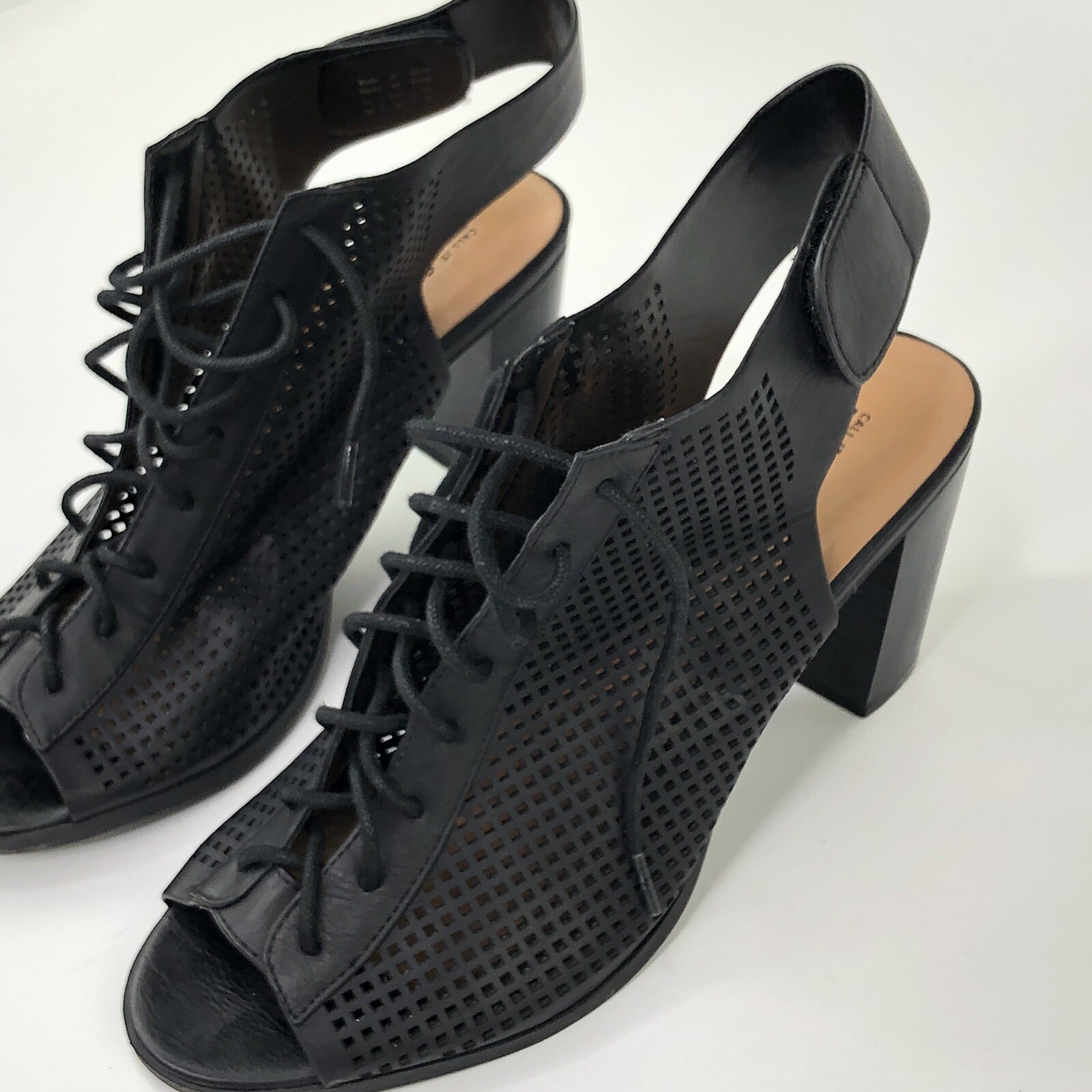 Call It Spring Womens Shoes Peep Toe Block Heel Lace Up Black Size US 10