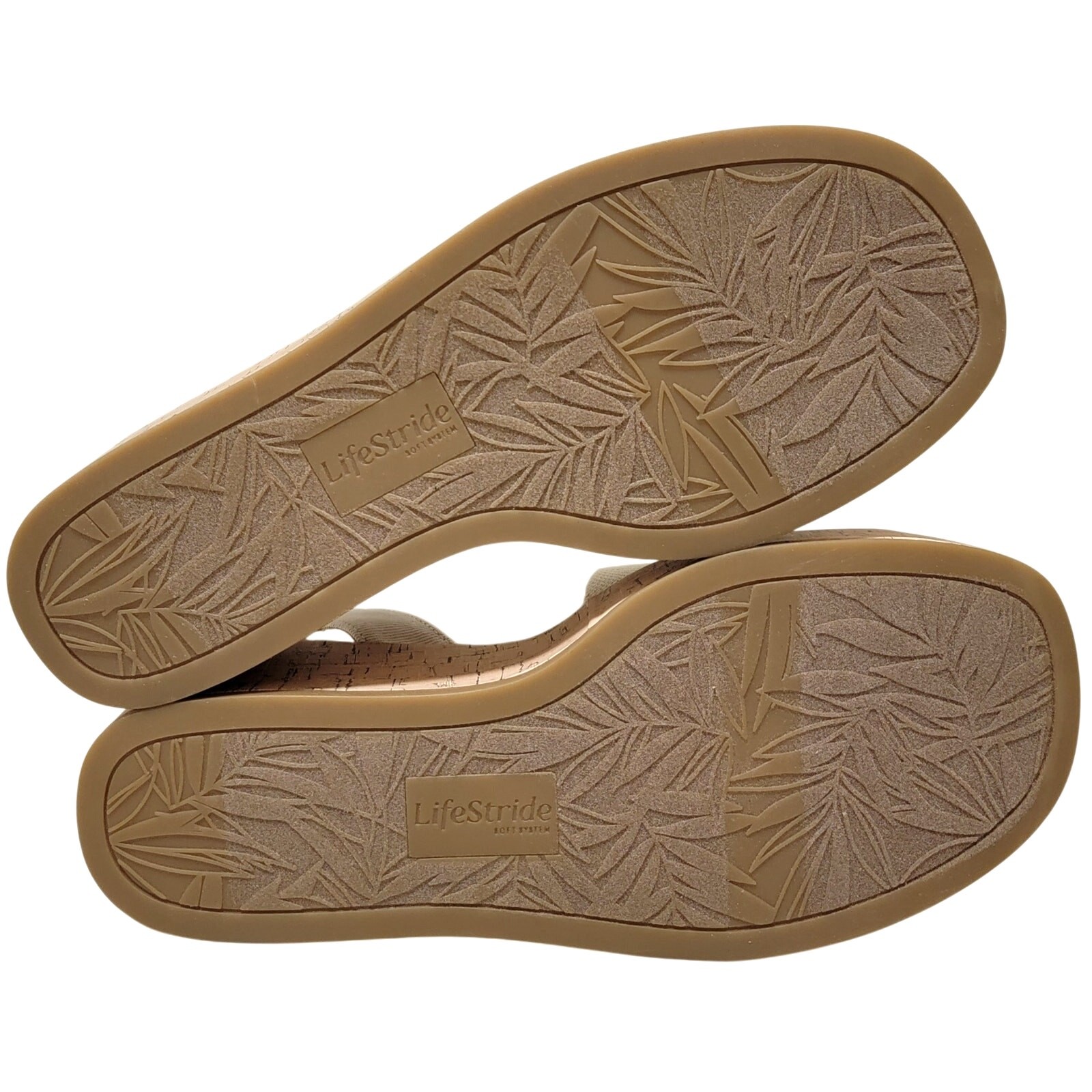 LifeStride Women Odette Slingback Cork Platform Sandals Size US 7.5W Bone White