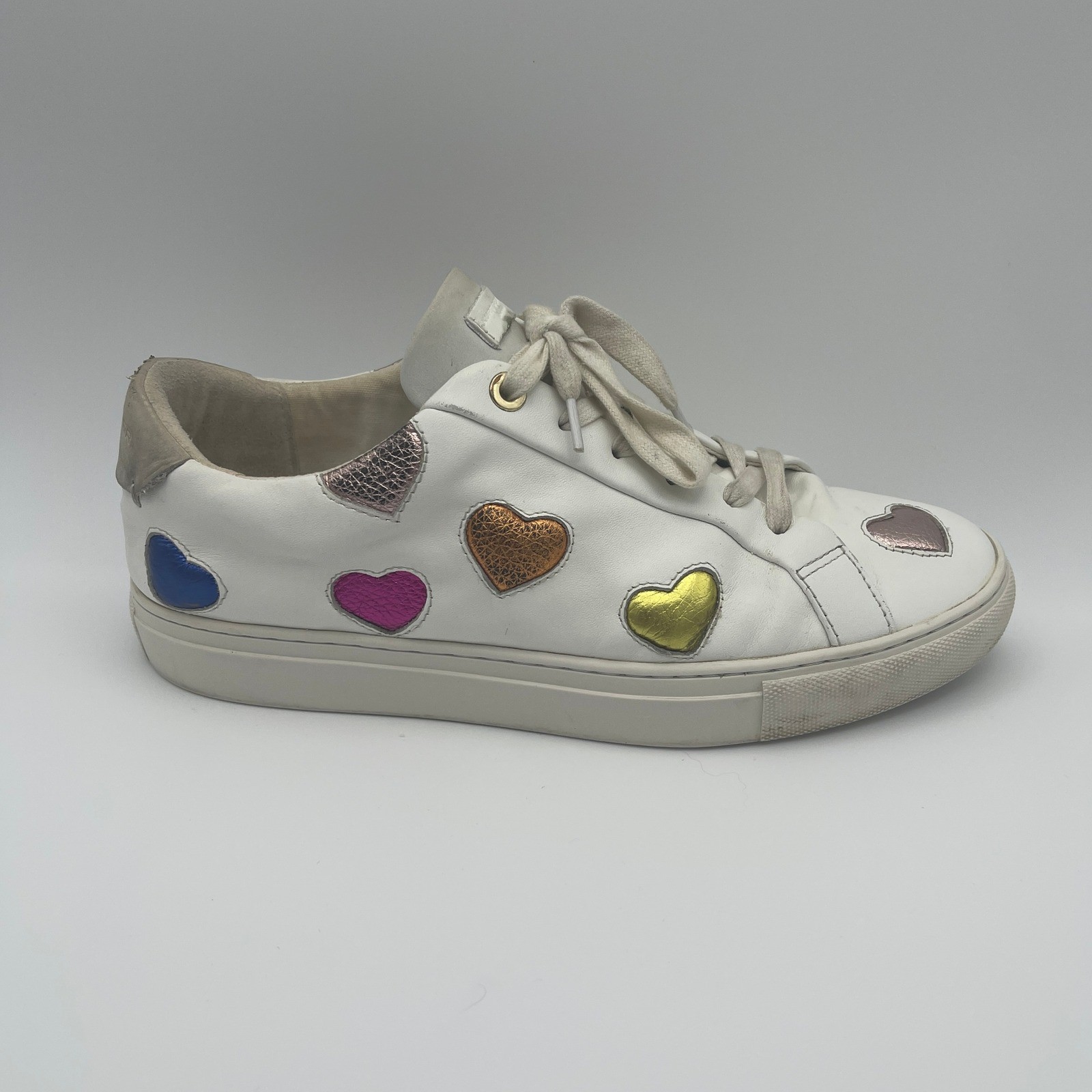 Kurt Geiger London Lane Euro 42 Love White Multicolor Puffy Hearts Sneakers
