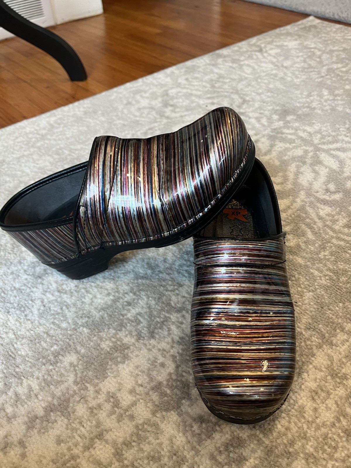 Dansko Women Multicolor Beige Stripe Nurses Clog Medical Shoe Size 38 (US 7.5-8)