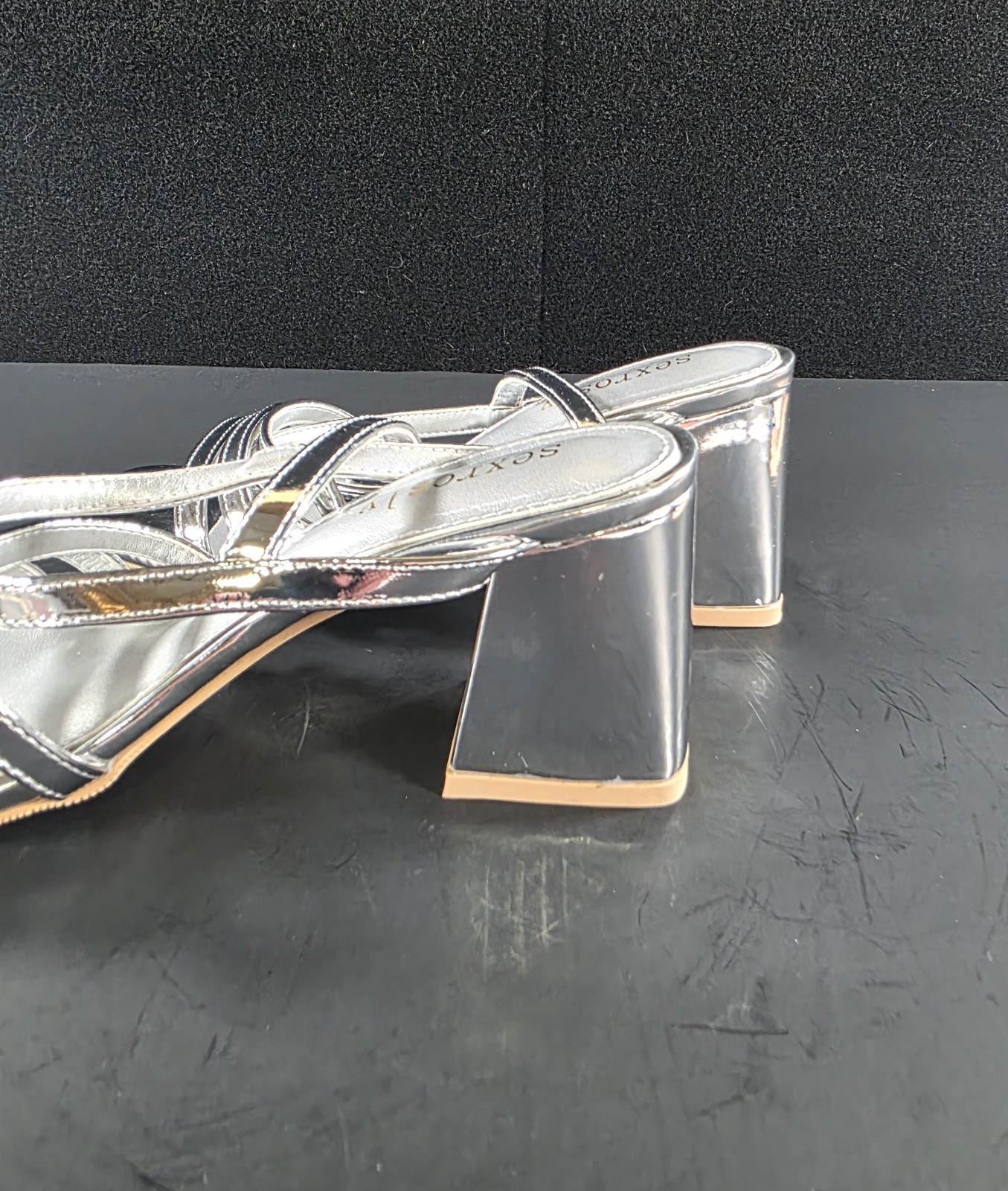 Woman Wild Fable Blaire Strappy Block Heeled Sandals Silver 6 Shoes Sexrosly NIB