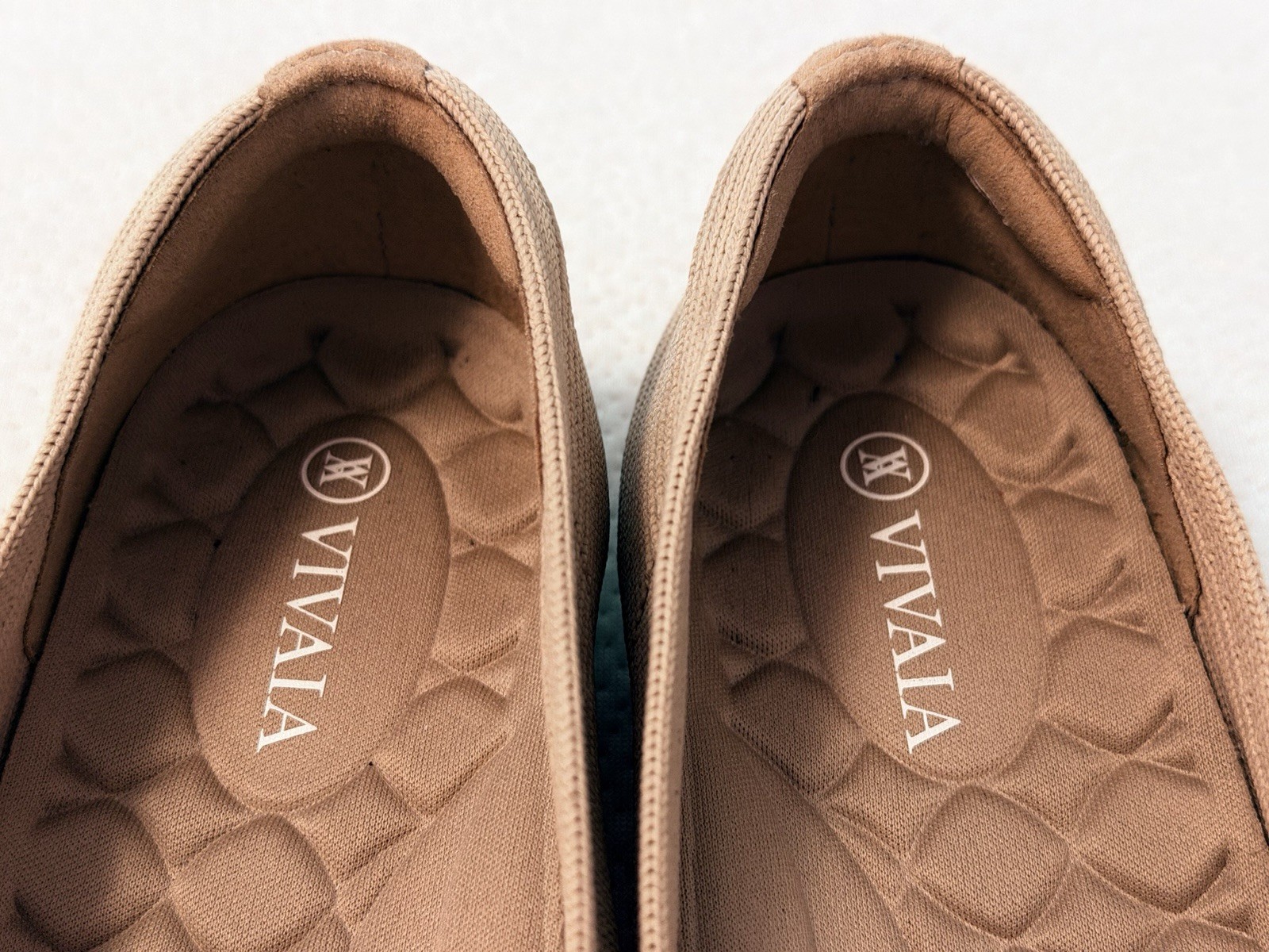 Vivaia Margot Square Toe Comfort Flats Women US 5 Camel Tan V Cut Ribbed Pull On