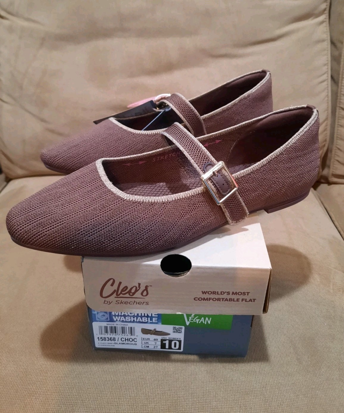 New Cleo’s By Skechers Glamorous Chocolate Brown Dress Shoes Size 10 Washable