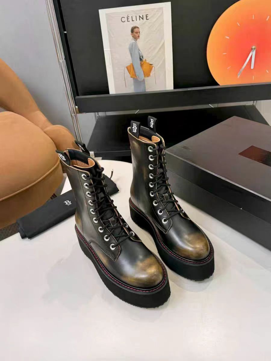 R13 Double Stack Platform Leather Punk Boots