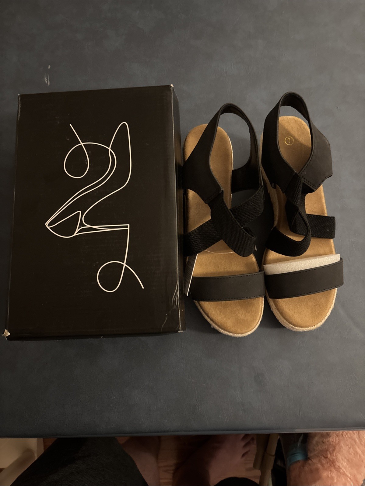 My Soft JDJ-01/Black PU Sandals Size 7 New in Box!