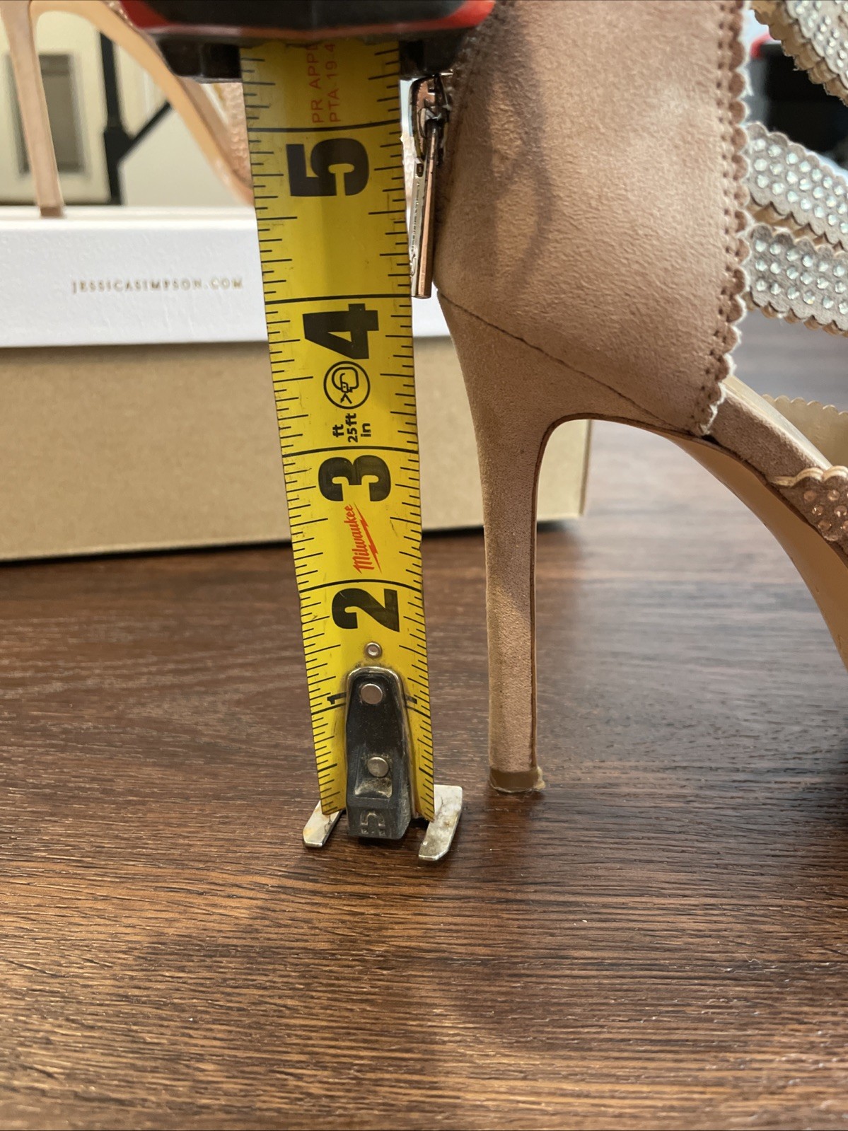 Jessica Simpson Women’s High Heel Open Toe Size 7 Dark Sandbar Combo Rhinestones