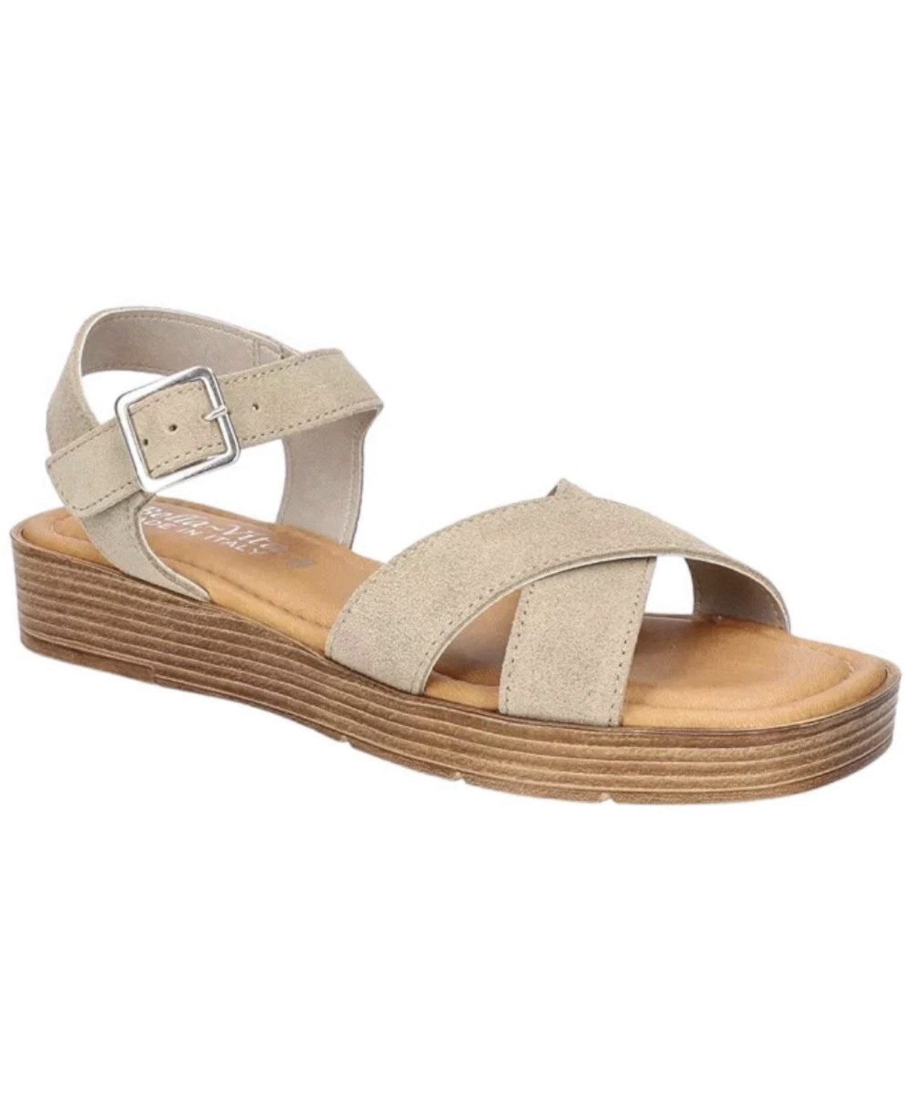 Bella Vita Women’s Car-Italy Suede Leather Wedge Sandals, Stone Size 9.5 M