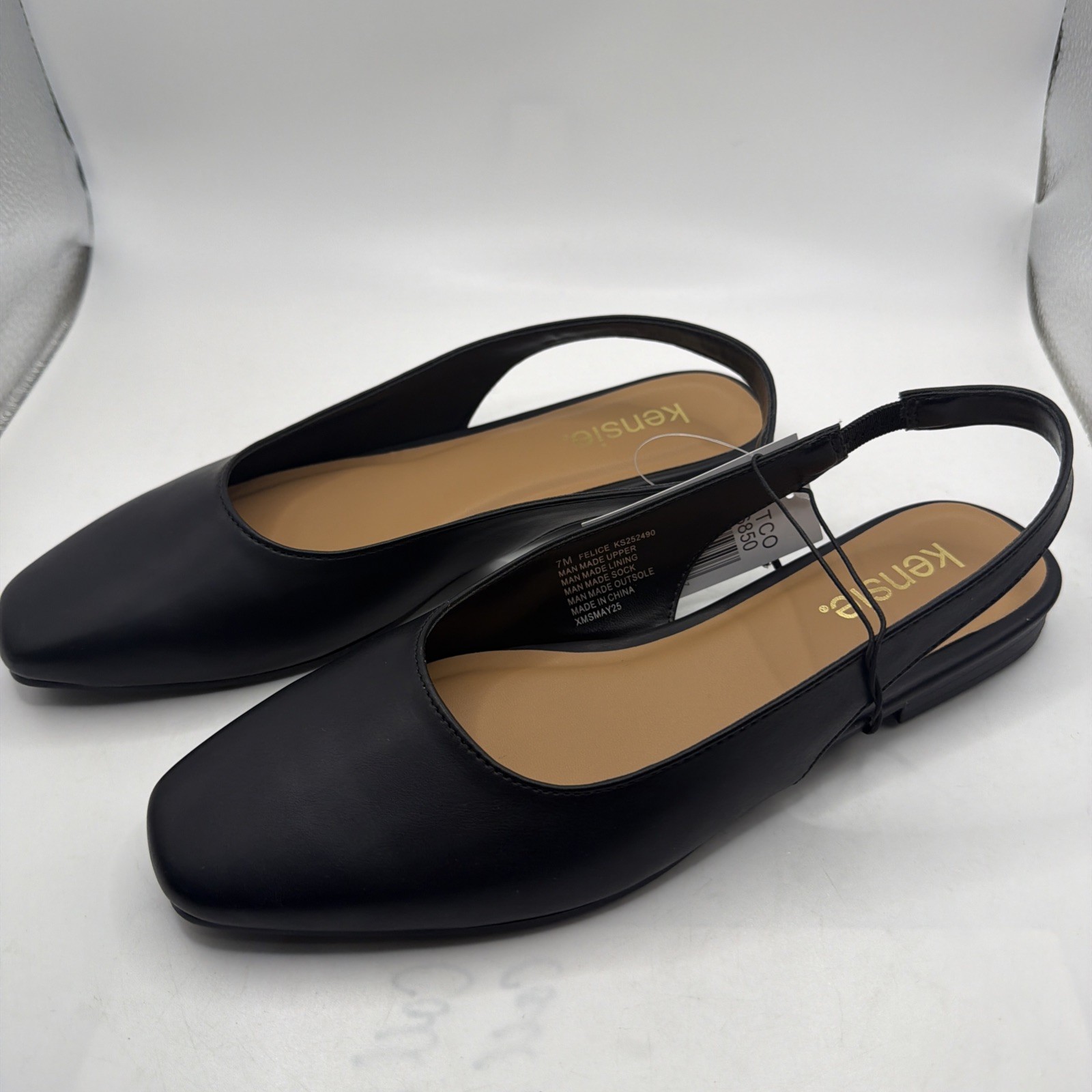 Kensie Women’s Size 9 Felice Dress Shoes Slingback Flats Easy On, Black. New.