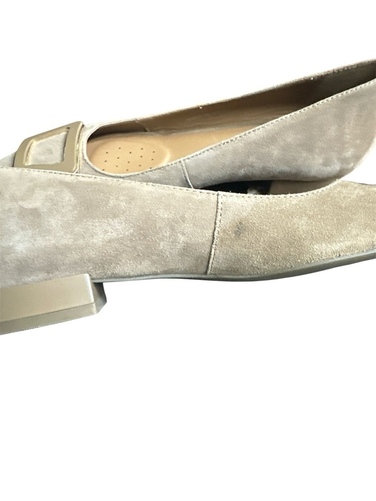 GEOX Pointed Toe Beige Brown Suede Leather Ballet Flats Accent Minimalist 38