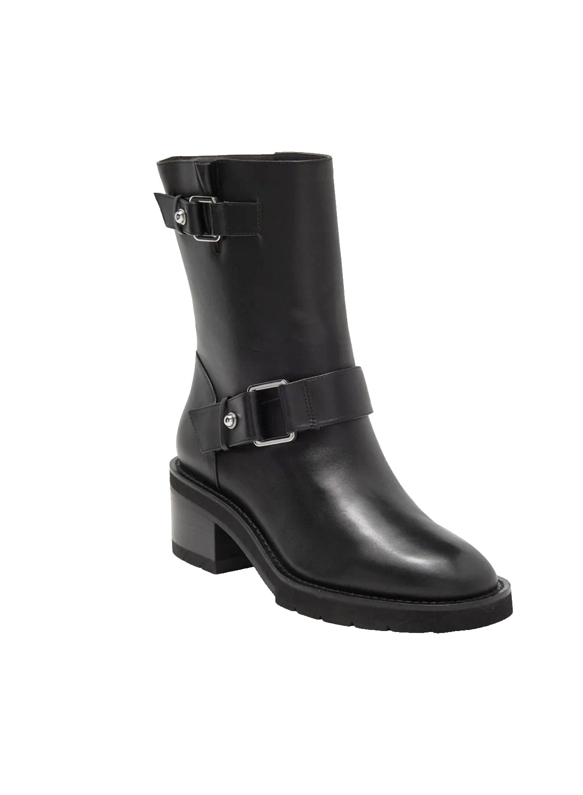 NEW $700 STUART WEITZMAN Boulevard Moto Boots Leather Black Chunky 7.5 US (A4)
