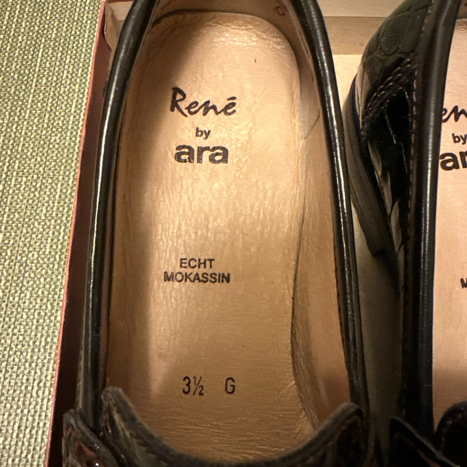 Rene by ARA Slip on Moccasins Leather Loafers, Size 3.6 G UK, 6 US Women