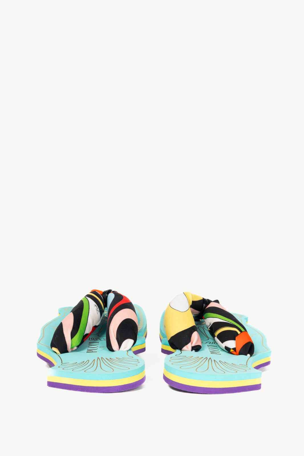 Pucci SS23 Nero & Rosso Marmo-Print Scuba Thong Sandals, Size US 9.5
