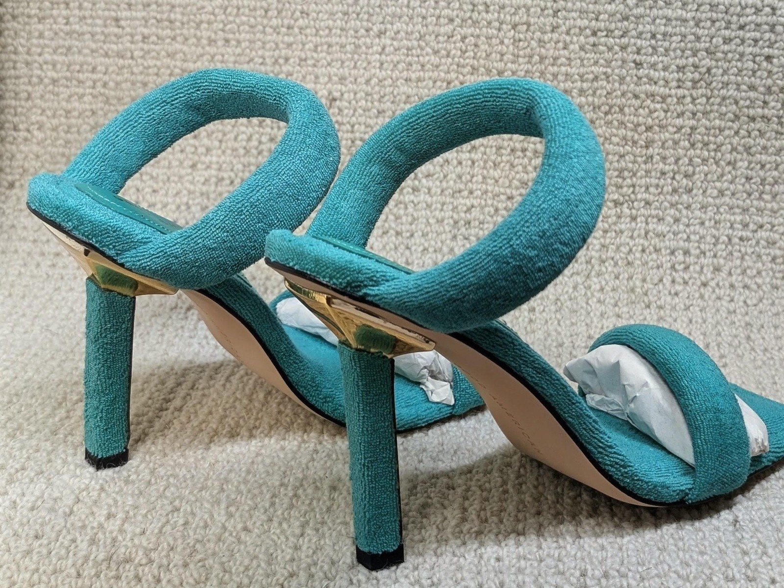 Good American Shoes Womens Terry High Heel Sandals Made in Spain New Size 7