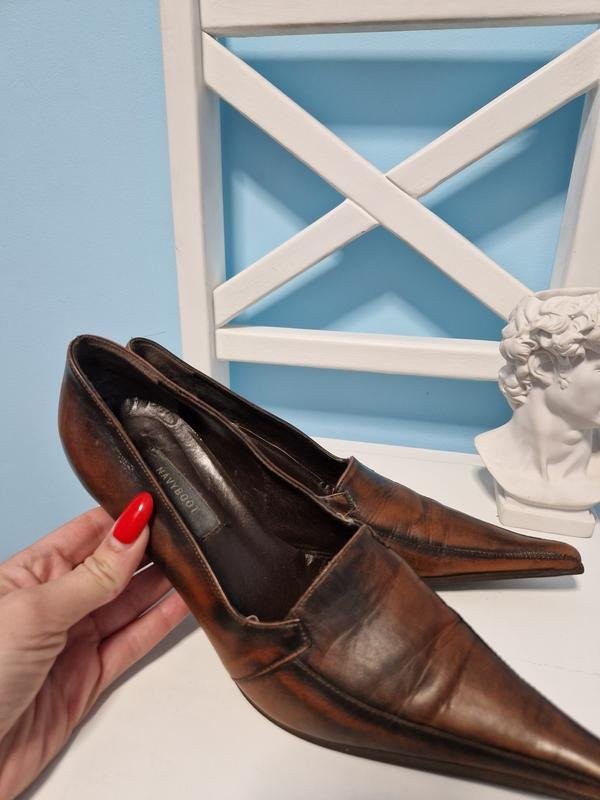 Women Navyboot Heels Brown Leather 37 #B9OI
