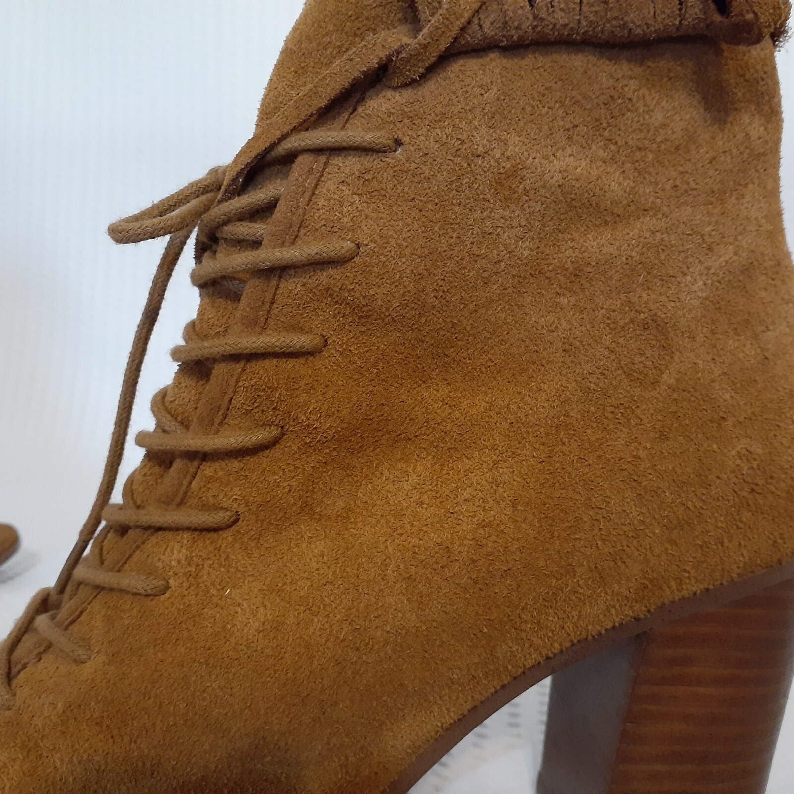 Steve MADDEN FRINGE Ankle Boot Open Toe Fringe Boho US 6B, Euro 36,37 Suede