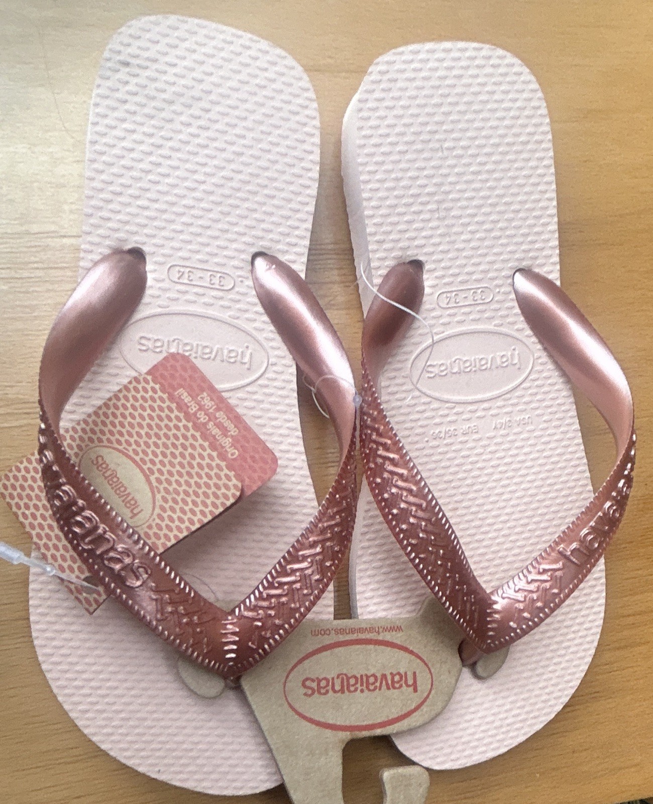 Havaianas Ballet Rose Solid Flip Flop Sandals Kids US 3/4Y 33/34 EU 35/36