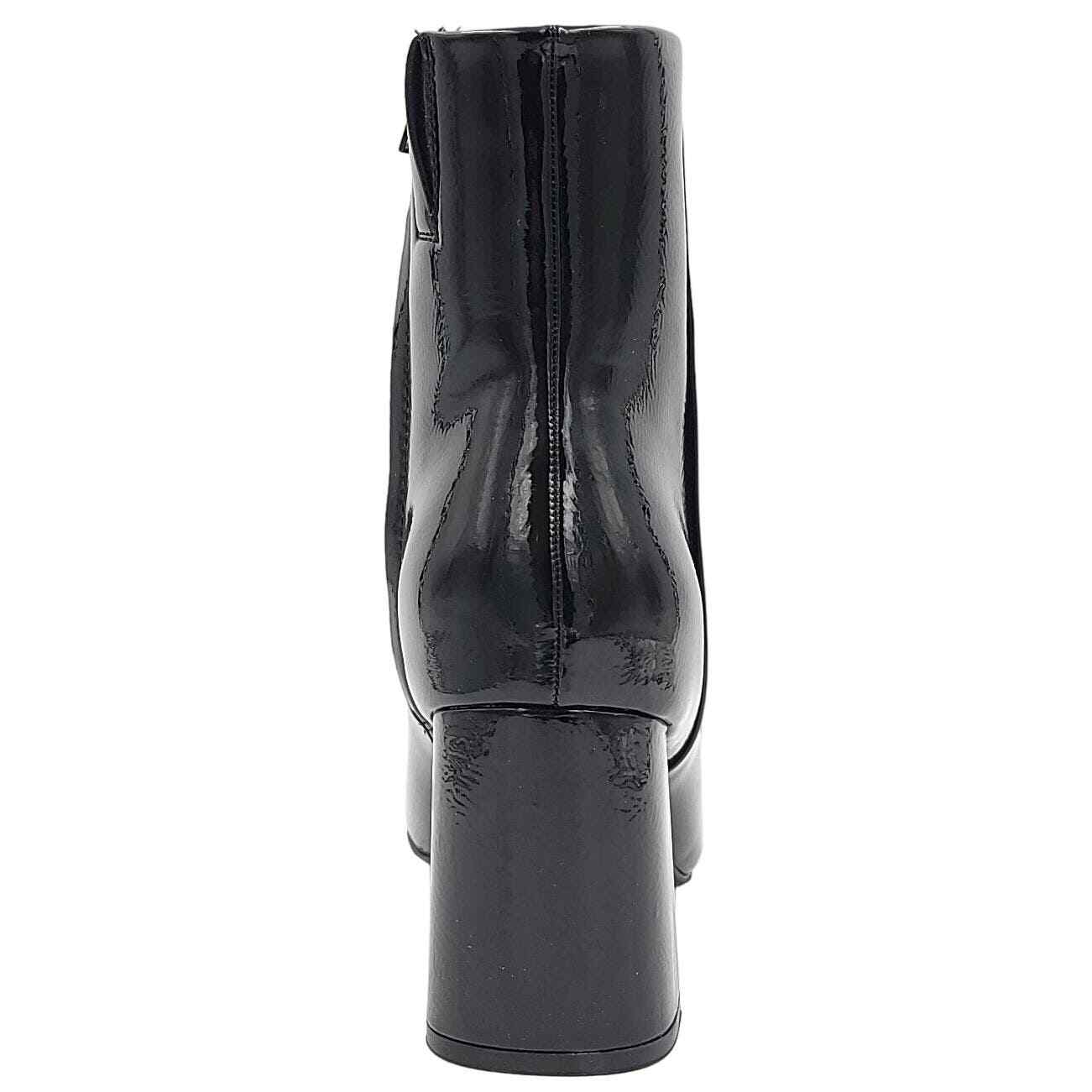 Sugar Women Block Heel Ankle Booties Elly Size US 8M Black Faux Patent
