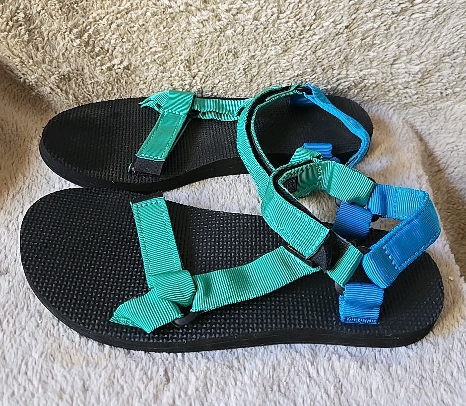 TEVA Womens Original Universal Blue Green Strappy Outdoor Adventure Sandal Sz 10